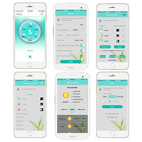 Smart Irrigation Sprinkler Controller NxEco HWN100 Pro, Smart Sprinkler Timer with EPA Water Sense, Weather Aware, Remote Access, 12 Zone, Works with Google Home and Alexa