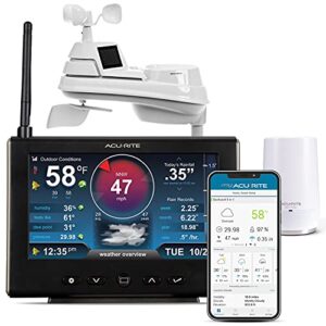 acurite iris (5-in-1) professional weather station with high-definition display, built-in barometer, and acurite access for remote monitoring and alerts, compatible with amazon alexa, black (01151m)