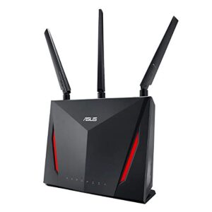 asus ac2900 wifi gaming router (rt-ac86u) – dual band gigabit wireless internet router, wtfast game accelerator, streaming, aimesh compatible, included lifetime internet security, adaptive qos
