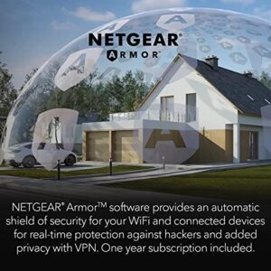 NETGEAR 4-Stream WiFi 6 Router (R6700AXS) – with 1-Year Armor Cybersecurity Subscription - AX1800 Wireless Speed (Up to 1.8 Gbps) | Coverage up to 1,500 sq. ft., 20+ devices, AX WiFi 6 w/ 1yr Security