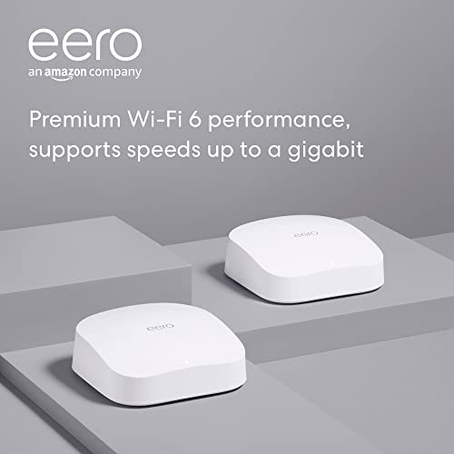 Amazon eero Pro 6 mesh Wi-Fi 6 system | Fast and reliable gigabit speeds | connect 75+ devices | Coverage up to 3,500 sq. ft. | 2-pack, 2020 release