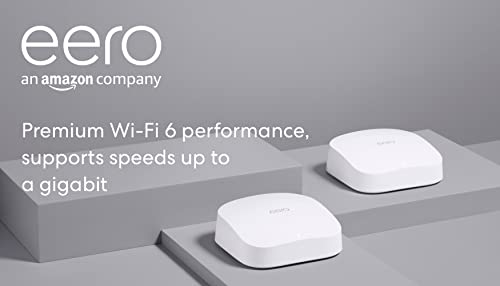 Amazon eero Pro 6 mesh Wi-Fi 6 system | Fast and reliable gigabit speeds | connect 75+ devices | Coverage up to 3,500 sq. ft. | 2-pack, 2020 release