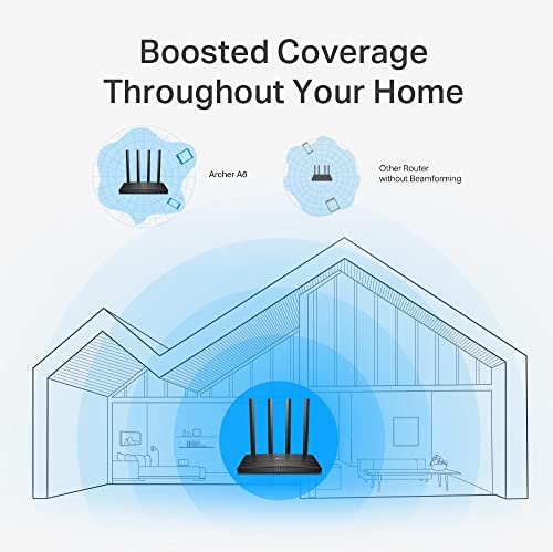 TP-Link AC1200 Gigabit WiFi Router (Archer A6) - Dual Band MU-MIMO Wireless Internet Router, 4 x Antennas, OneMesh and AP mode, Long Range Coverage