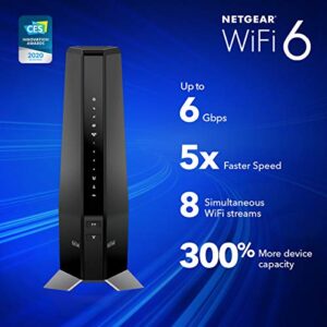 NETGEAR Nighthawk Cable Modem with Built-in WiFi 6 Router (CAX80) - Compatible with All Major Cable Providers incl. Xfinity, Spectrum, Cox | Cable Plans Up to 6Gbps | AX6000 WiFi 6 speed | DOCSIS 3.1