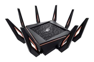 asus rog rapture wifi 6 gaming router (gt-ax11000) – tri-band 10 gigabit wireless router, 1.8ghz quad-core cpu, wtfast, 2.5g port, aimesh compatible, included lifetime internet security, aura rgb