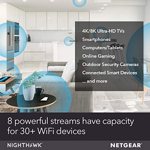 NETGEAR Nighthawk WiFi 6 Mesh Range Extender EAX80 - Add up to 2,500 sq. ft. and 30+ devices with AX6000 Dual-Band Wireless Signal Booster & Repeater (up to 6Gbps speed), plus Smart Roaming