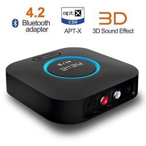Audio Bluetooth Receiver,HiFi Wireless Audio Adapter,Bluetooth 4.2 Receiver with 3D Surround AptX Low Latency for Home and Car Music Stereo Streaming (Pair 2 at Once)