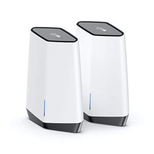 netgear orbi pro wifi 6 tri-band mesh system (sxk80) | router with 1 satellite extender for business or home | coverage up to 6,000 sq. ft. and 60+ devices | ax6000 802.11 ax (up to 6gbps) (pack of 2)