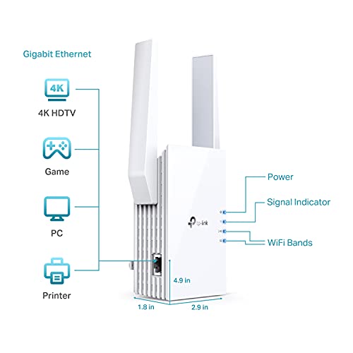 TP-Link AX1800 WiFi 6 Extender(RE605X)-Internet Booster, Covers up to 1500 sq.ft and 30 Devices,Dual Band Repeater up to 1.8Gbps Speed, AP Mode, Gigabit Port