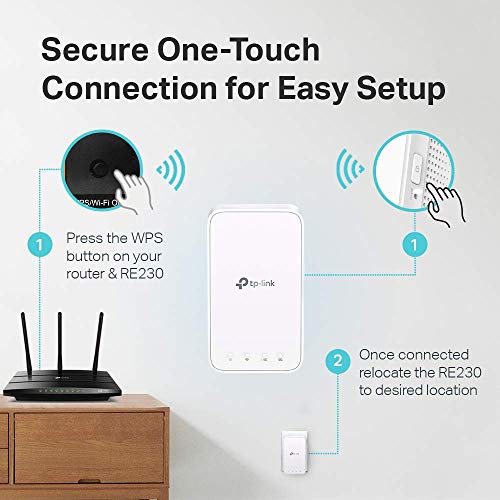 TP-Link AC750 WiFi Extender (RE230), Covers Up to 1200 Sq.ft and 20 Devices, Dual Band WiFi Range Extender, WiFi Booster to Extend Range of WiFi Internet Connection, OneMesh Compatible