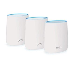 netgear orbi ultra-performance whole home mesh wifi system – wifi router and two satellite extender with speeds up to 3gbps over 7,500 sq. feet, ac3000 (rbk53) (renewed)
