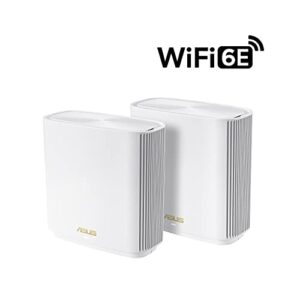 ASUS ZenWiFi Whole-Home Tri-Band Mesh WiFi 6E System (ET8 2PK), Coverage up to 5,500 sq.ft & 6+Rooms, 6600Mbps, New 6GHz Band, AiMesh,Instant Guard