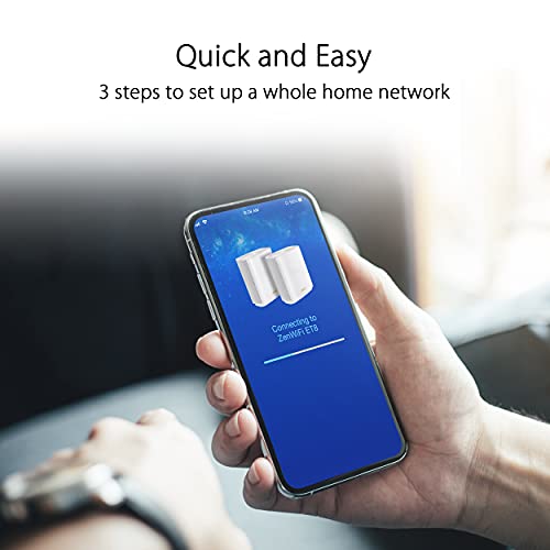 ASUS ZenWiFi Whole-Home Tri-Band Mesh WiFi 6E System (ET8 2PK), Coverage up to 5,500 sq.ft & 6+Rooms, 6600Mbps, New 6GHz Band, AiMesh,Instant Guard