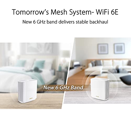 ASUS ZenWiFi Whole-Home Tri-Band Mesh WiFi 6E System (ET8 2PK), Coverage up to 5,500 sq.ft & 6+Rooms, 6600Mbps, New 6GHz Band, AiMesh,Instant Guard