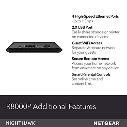 Netgear Nighthawk X6S AC4000 Tri-band Mu-Mimo WiFi Router R8000P-100NAS (Renewed)