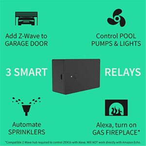 Zooz Z-Wave Plus S2 MultiRelay ZEN16 for Garage Doors, Sprinklers, Gas Fireplace; 3 Dry Contact Relays (15A, 15A, 20A); 12-24 V AC/DC or USB C Power; Signal Repeater; Hub Required