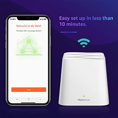 Meshforce M1 Mesh WiFi System, Whole Home WiFi Performance, WiFi Router Replacement, Max Wireless Coverage 6+ Rooms, Easy to Setup, Parental Control (3 Pack)