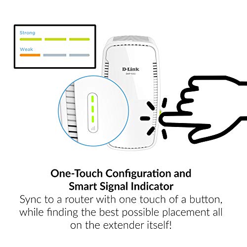 D-Link WiFi Range Extender Mesh Gigabit AC1900 Dual Band Plug In Wall Signal Booster Wireless or Ethernet Port Smart Home Access Point (DAP-1955-US)