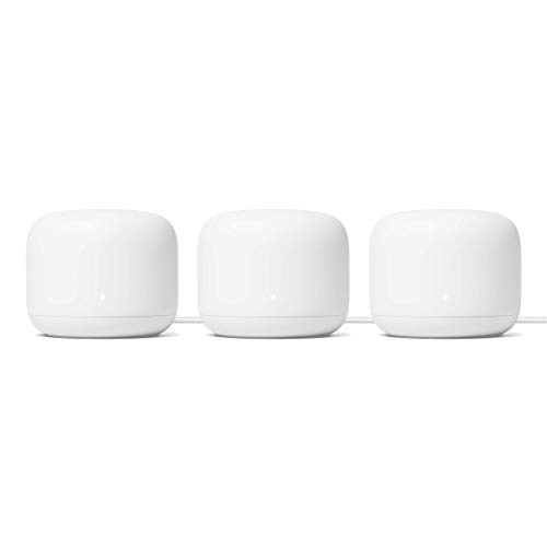 Google Nest WiFi Router 3 Pack - 2nd Generation 4x4 AC2200 Mesh Wi-Fi Routers with 6600 Sq Ft Coverage (Renewed) ( One Router & Two extenders)