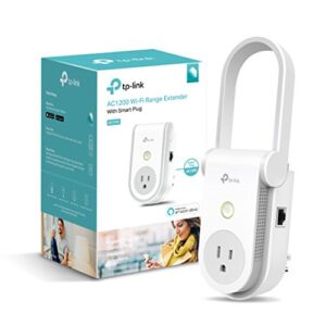 kasa ac1200 wi-fi range extender smart plug by tp-link – fast ac1200 wi-fi extender/repeater with built-in smart plug, no hub required, works with alexa and google assistant (re370k)