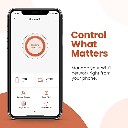 Vilo Mesh Wi-Fi System Dual Band AC1200 Coverage Up to 4,500 sq ft (3-Pack) with 3 Gigabit Ethernet Ports and App-Managed Parental Controls, Wi-Fi Router and Extender Replacement