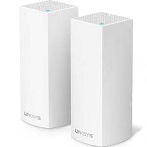 linksys velop tri-band whole home wifi mesh system router replacement for home network, compatible with alexa (renewed) (2 pack, version 2)