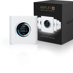 AmpliFi HD WiFi Router by Ubiquiti Labs, Seamless Whole Home Wireless Internet Coverage, HD WiFi Router with Touchscreen Display, 4 Gigabit Ethernet, 1 WAN Port, Ethernet Cable, Expandable Mesh System