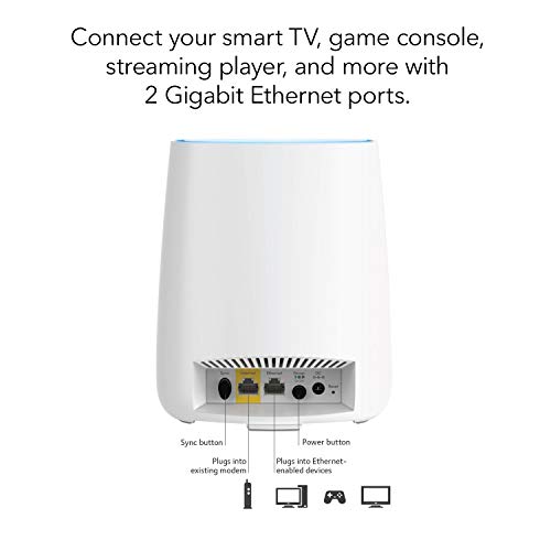 NETGEAR Orbi Compact Wall-Plug Whole Home Mesh WiFi System - WiFi router and wall-plug satellite extender with speeds up to 2.2 Gbps over 3,500 sq. feet, AC2200 (RBK20W)