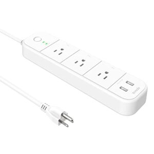 tenda sp15 smart wi-fi plug smart power strip, surge protector with 3 individually controlled smart outlets and 2 usb ports, surge protection, alexa voice control and google home, 1875w|15a|white