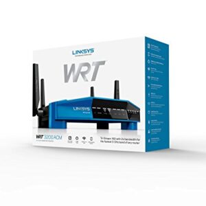 Linksys WRT3200ACM: AC3200 Dual-Band Gigabit Wi-Fi Router, Beamforming Tri-Stream Wireless Signal, Ethernet Ports, MU-MIMO (Black, Blue)