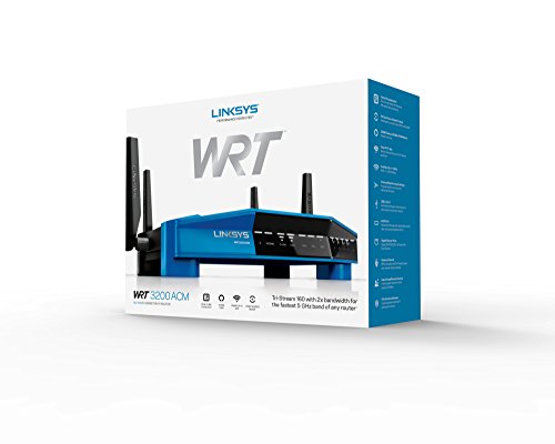 Linksys WRT3200ACM: AC3200 Dual-Band Gigabit Wi-Fi Router, Beamforming Tri-Stream Wireless Signal, Ethernet Ports, MU-MIMO (Black, Blue)