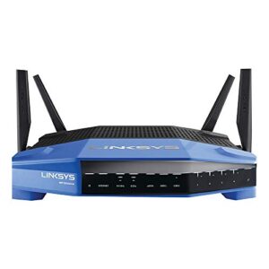 Linksys WRT3200ACM: AC3200 Dual-Band Gigabit Wi-Fi Router, Beamforming Tri-Stream Wireless Signal, Ethernet Ports, MU-MIMO (Black, Blue)