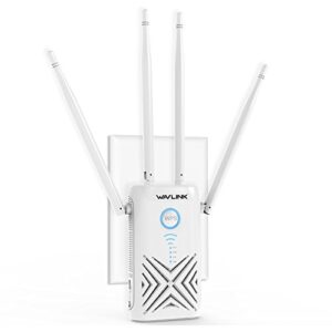 wavlink 1200mbps dual band wifi extender,wireless repeater wifi range extender with 2 gigabit ethernet port,4 x 5dbi antennas,signal wi-fi booster repeater/router/ap mode,plug and play,wps