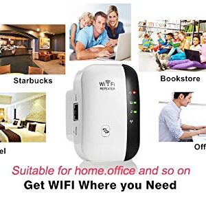 WiFi Range Extender Coverage Up to2640 Sq Ft and 25 Devices WiFi Repeater, Long Range Amplifier with Ethernet Port, Access Point, 1-Tap Setup, Alexa Compatible N300