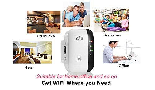 WiFi Range Extender Coverage Up to2640 Sq Ft and 25 Devices WiFi Repeater, Long Range Amplifier with Ethernet Port, Access Point, 1-Tap Setup, Alexa Compatible N300