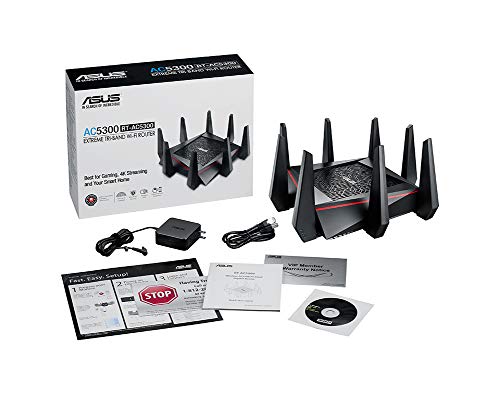 ASUS WiFi Gaming Router (RT-AC5300) - Tri-Band Gigabit Wireless Internet Router, Gaming & Streaming, AiMesh Compatible, Included Lifetime Internet Security, Adaptive QoS, Parental Control, MU-MIMO