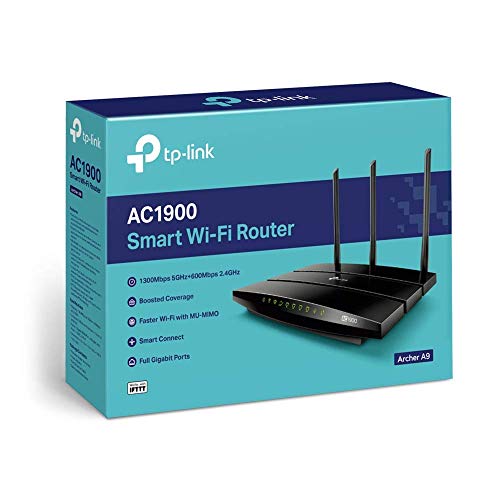 TP-Link AC1900 Smart WiFi Router (Archer A9) - High Speed MU- MIMO Router, Gigabit, VPN Server, Beamforming (Renewed)