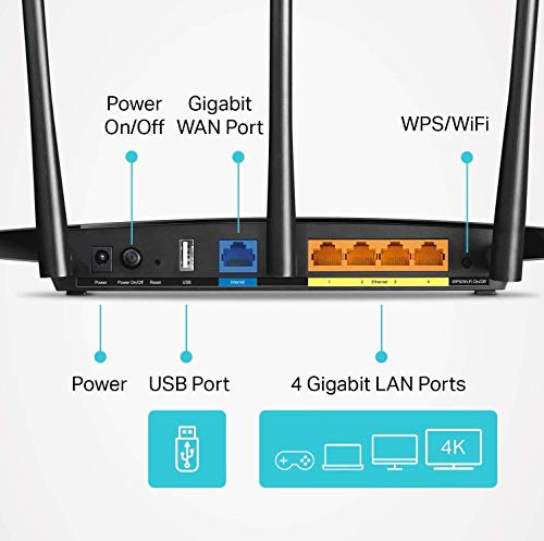 TP-Link AC1900 Smart WiFi Router (Archer A9) - High Speed MU- MIMO Router, Gigabit, VPN Server, Beamforming (Renewed)