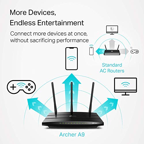 TP-Link AC1900 Smart WiFi Router (Archer A9) - High Speed MU- MIMO Router, Gigabit, VPN Server, Beamforming (Renewed)