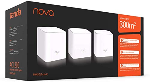 Tenda Nova MW5G Whole Home Mesh WiFi System - Dual Band Gigabit AC1200 Router Replacement for Smart Home,Works with Amazon Alexa for 3500 sq.ft Coverage (3 Pack)