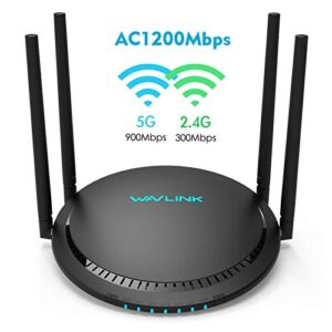 wavlink ac1200 smart gigabit wifi router-dual band mu-mimo wireless internet router with 4x antennas for online game & hd video,patented touchlink,more reliable long range coverage
