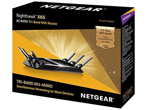 NETGEAR Nighthawk X6S AC4000 Tri-band WiFi Router, Gigabit Ethernet, MU-MIMO, Compatible with Amazon Echo/Alexa (R8000P)