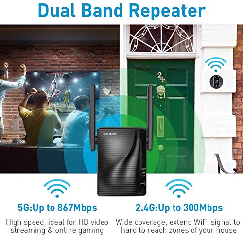 WiFi Extender- WiFi Range Extender Up to 1200Mbps, WiFi Signal Booster, 2.4 & 5GHz Dual Band WiFi Repeater with Access Ethernet Port, 360° Full Coverage, Easy Set-Up. (1200Mbps)