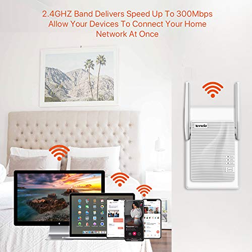 Tenda A301 300Mbps WiFi Range Extender Signal Booster Repeater, with Intelligent Signal Indicator 2 Antenna Add Coverage up to 1200 sq.ft. in Your House, Easy Setup