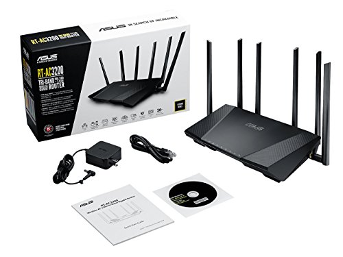 "ASUS AC3200 Tri-Band Gigabit WiFi Router, AiProtection Lifetime Security by Trend Micro, Adaptive QoS, Parental Control (RT-AC3200)"