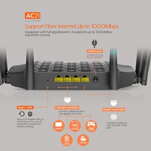 Tenda AC21 Smart WiFi Router - Dual Band Gigabit Wireless (up to 2033 Mbps) Internet Router for Home, 4X4 MU-MIMO Technology, Parental Control Compatible with Alexa (AC2100)