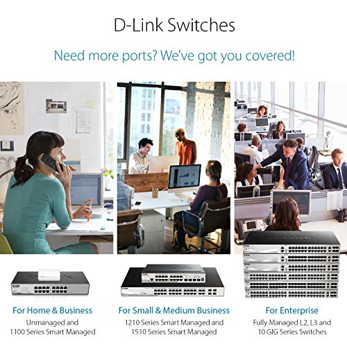 D-Link Ethernet Switch, 5 Port Unmanaged Gigabit Desktop Plug and Play Compact Design White (GO-SW-5G)