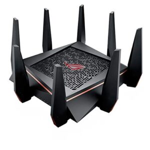 asus rog rapture wifi gaming router (gt-ac5300) – tri band gigabit wireless router, quad-core cpu, wtfast game accelerator, 8 gb ports, aimesh compatible, included lifetime internet security