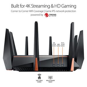 ASUS ROG Rapture WiFi Gaming Router (GT-AC5300) - Tri Band Gigabit Wireless Router, Quad-Core CPU, WTFast Game Accelerator, 8 GB Ports, AiMesh Compatible, Included Lifetime Internet Security