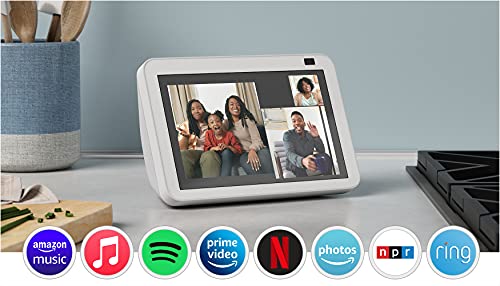 Echo Show 8 (2nd Gen, 2021 release) | HD smart display with Alexa and 13 MP camera | Glacier White